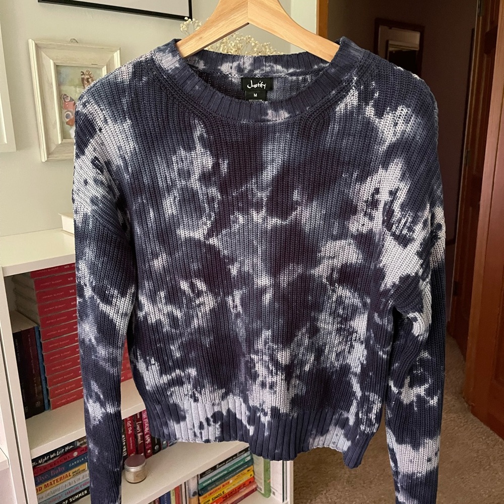 Justify | Navy Tie-Dye Sweater
